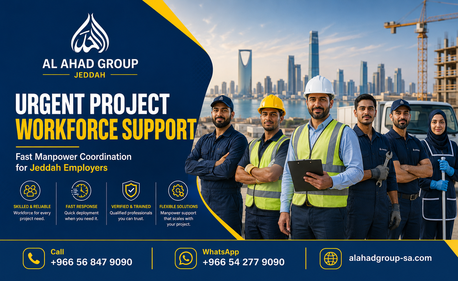 Jeddah construction project workforce team prepared for site mobilisation and supervision